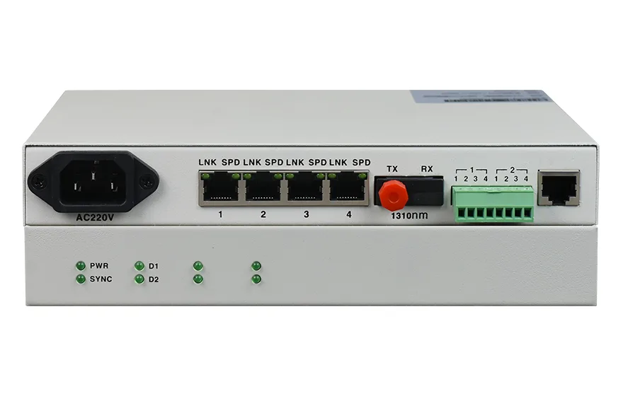 飞畅科技-4路百兆以太+2路RS232/422/485 光纤收发器