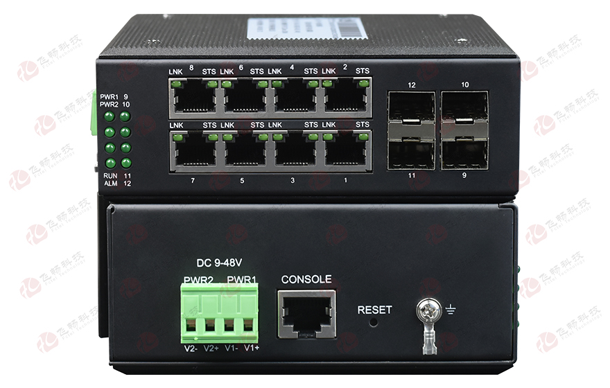 飞畅科技-环网型 8千兆电口+4路千兆光口 交换机