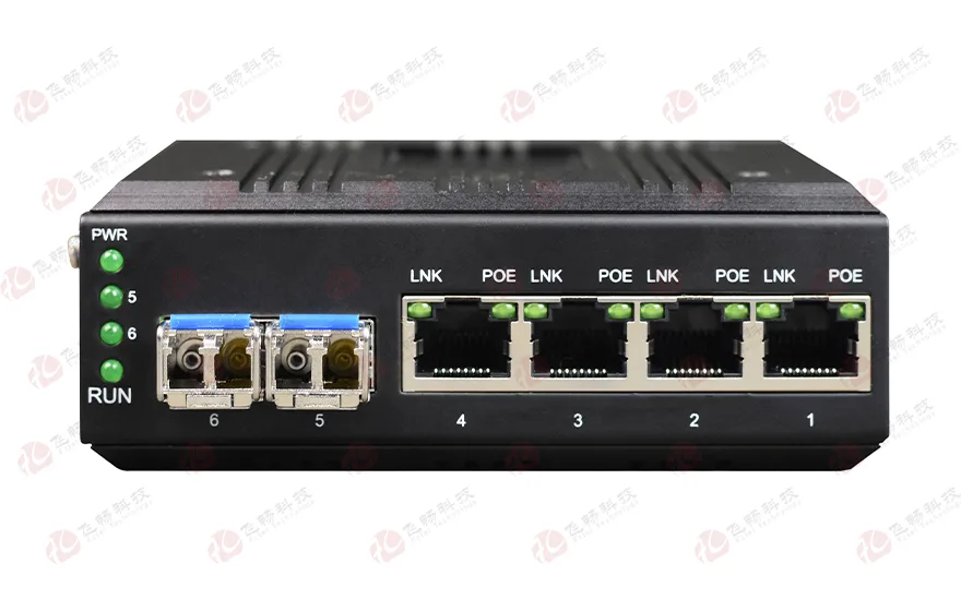 mini工业轨式 管理型带RSTP环网 4路千电+2路千光(双DC支持POE+或AC220内置)