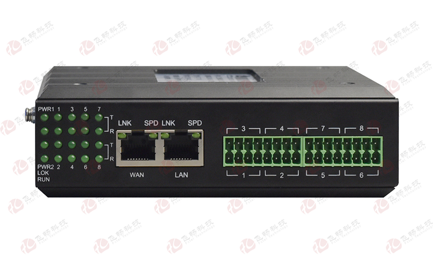 飞畅科技-工业轨式8路串口服务器(带WEB与SNMP网管)