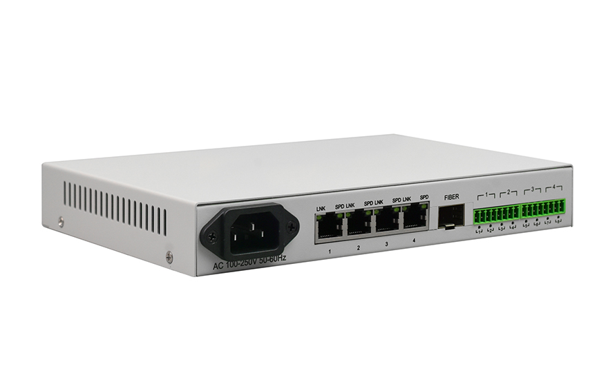 飞畅科技-4路千兆网络+4路串口/8路开关量 光端机