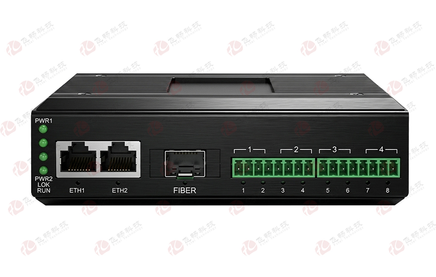 飞畅科技-工业轨式1-4路RS232/422/485串口服务器(带2电+1光交换)