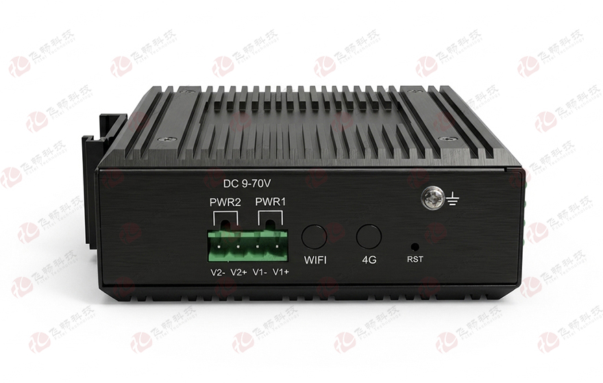 飞畅科技-工业轨式1-4路RS232/422/485串口服务器(带2电+1光交换)