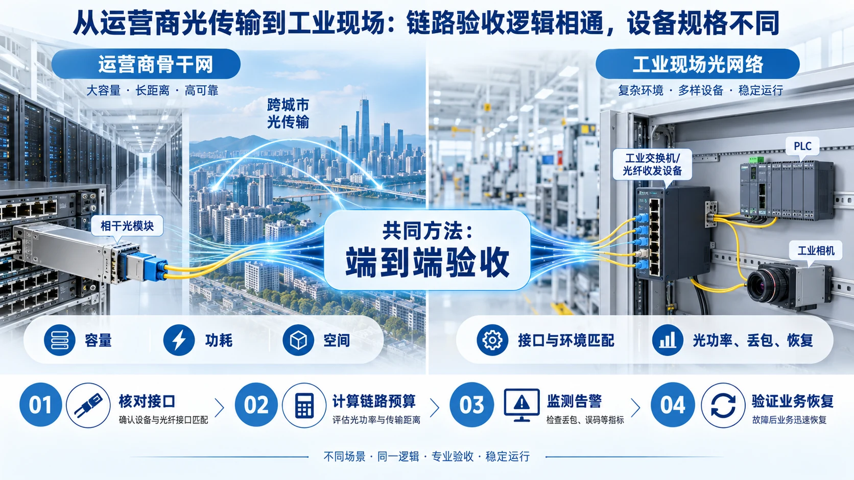 运营商与工业光网络的链路验收对比