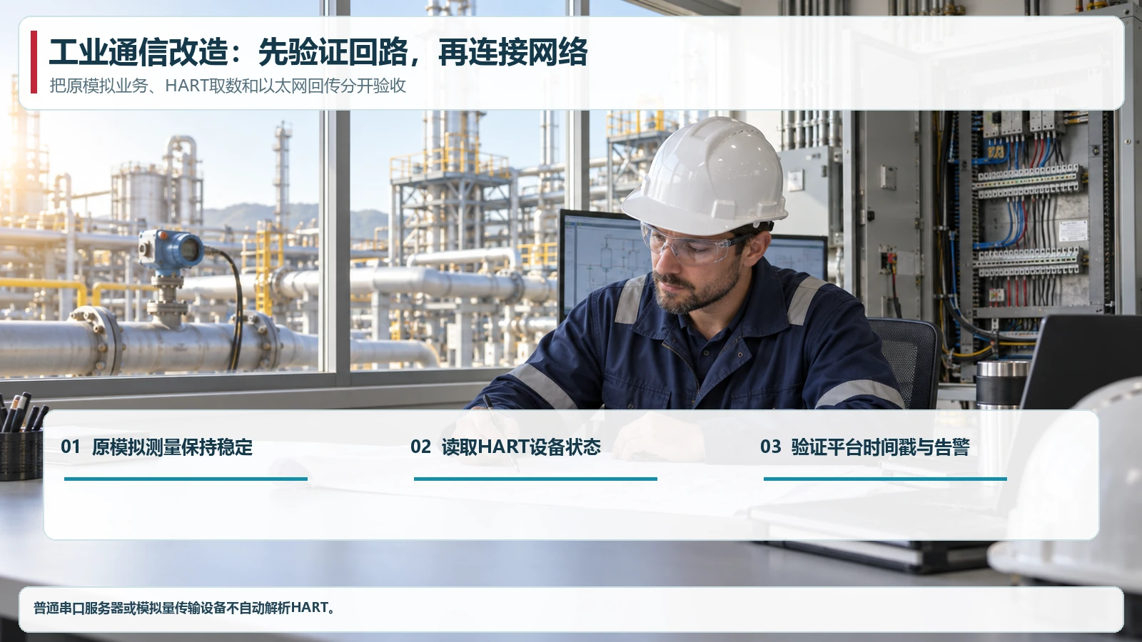 HART诊断数据从现场回路经兼容接口到工业网络的验收场景